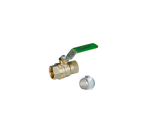 Кран шаровой GIACOMINI полнопроходной с шаром DADO©, для питьевой воды, усиленная модель, резьба внутренняя/внутренняя, никелированный, ручка - рычаг зеленый. (R950WX008)