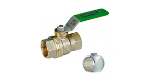 Кран шаровой GIACOMINI полнопроходной с шаром DADO©, для питьевой воды, усиленная модель, резьба внутренняя/внутренняя, никелированный, ручка - рычаг зеленый. (R950WX008)