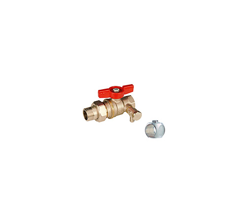Кран шаровой Giacomini с отводом и сливом полнопроходной 1"x1"с шаром DADO©, резьба внутренняя/наружная, никелированный, ручка - бабочка красная (R919SX007)
