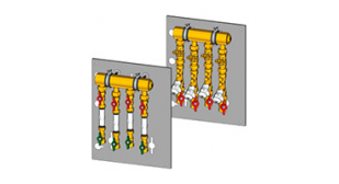 Коллекторный модуль Giacomini этажный 1"1/4 (1"1/2) х 3/4", с индивидуальной балансировкой - 6 выходов (GE550Y176)